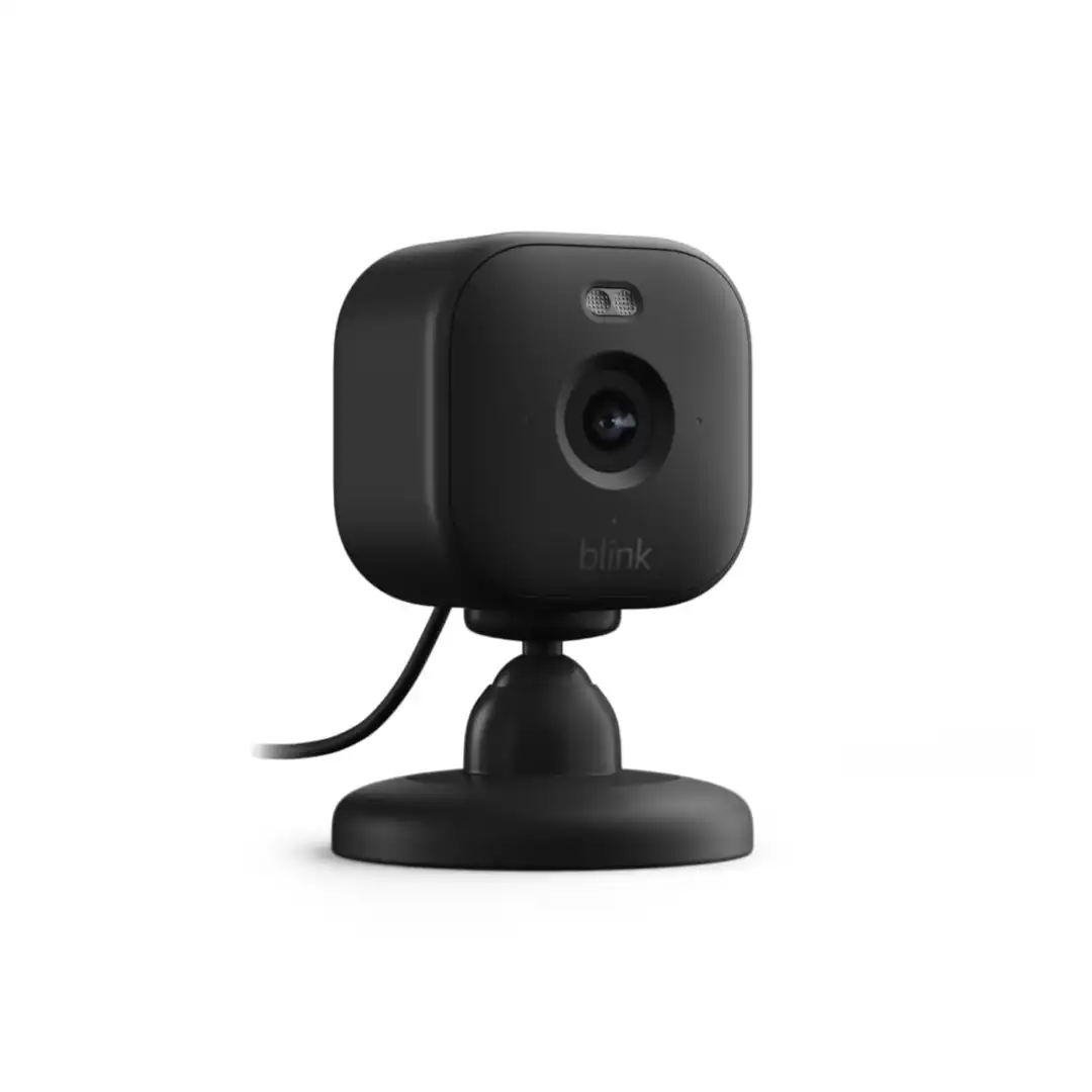 Blink Mini 2 — Plug-in smart security camera, HD night view in color, built-in spotlight, two-way audio, motion detection, Works with Alexa (Black)