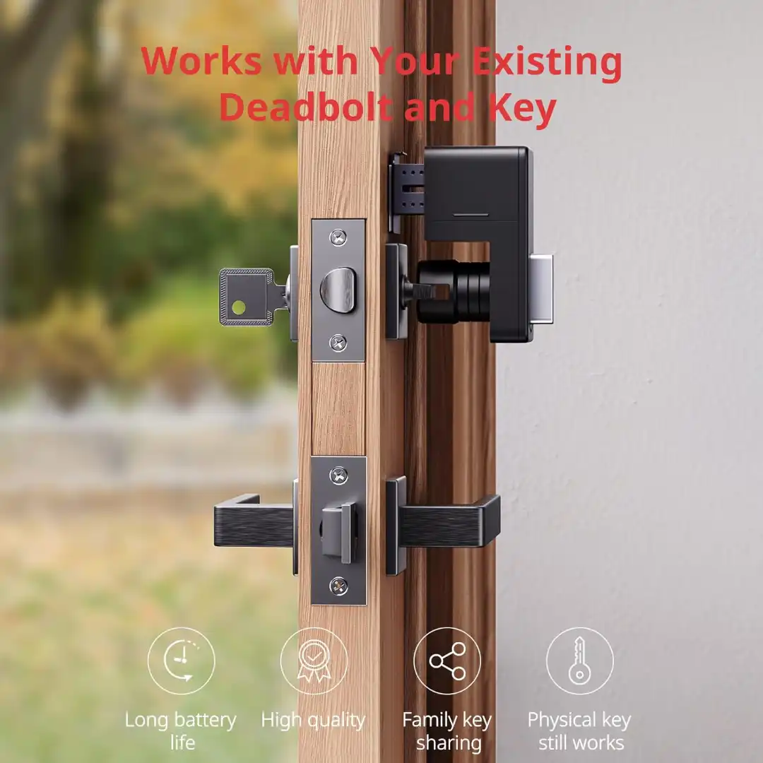 SwitchBot Smart Lock WiFi, Keyless Entry Door Lock, Smart Door Lock Front Door, Electronic Smart Deadbolt, Fits Your Existing Deadbolt in Minutes,Great for Airbnbs, Vacation Rentals and More