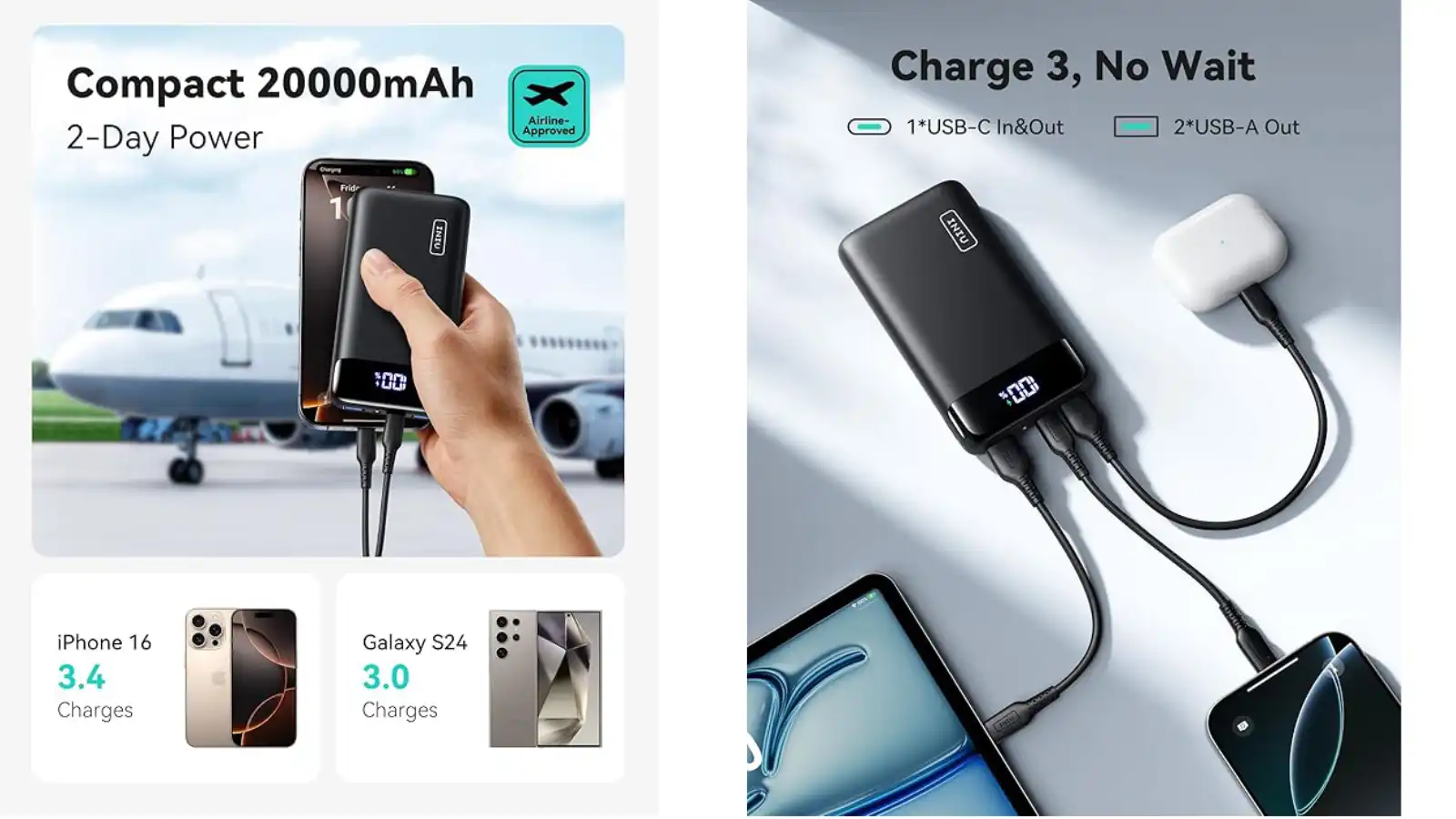 INIU Portable Charger 22.5W 20000mAh USB-C in
