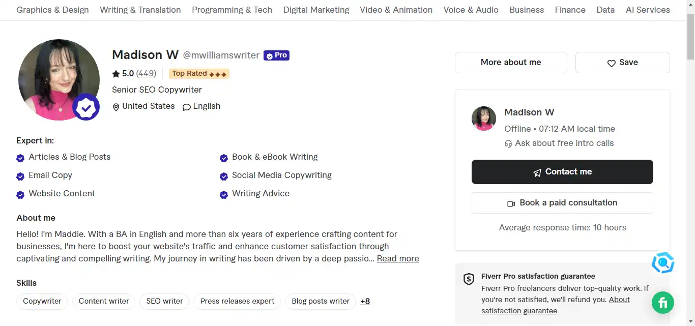 Best Freelance Content Writers Madison W