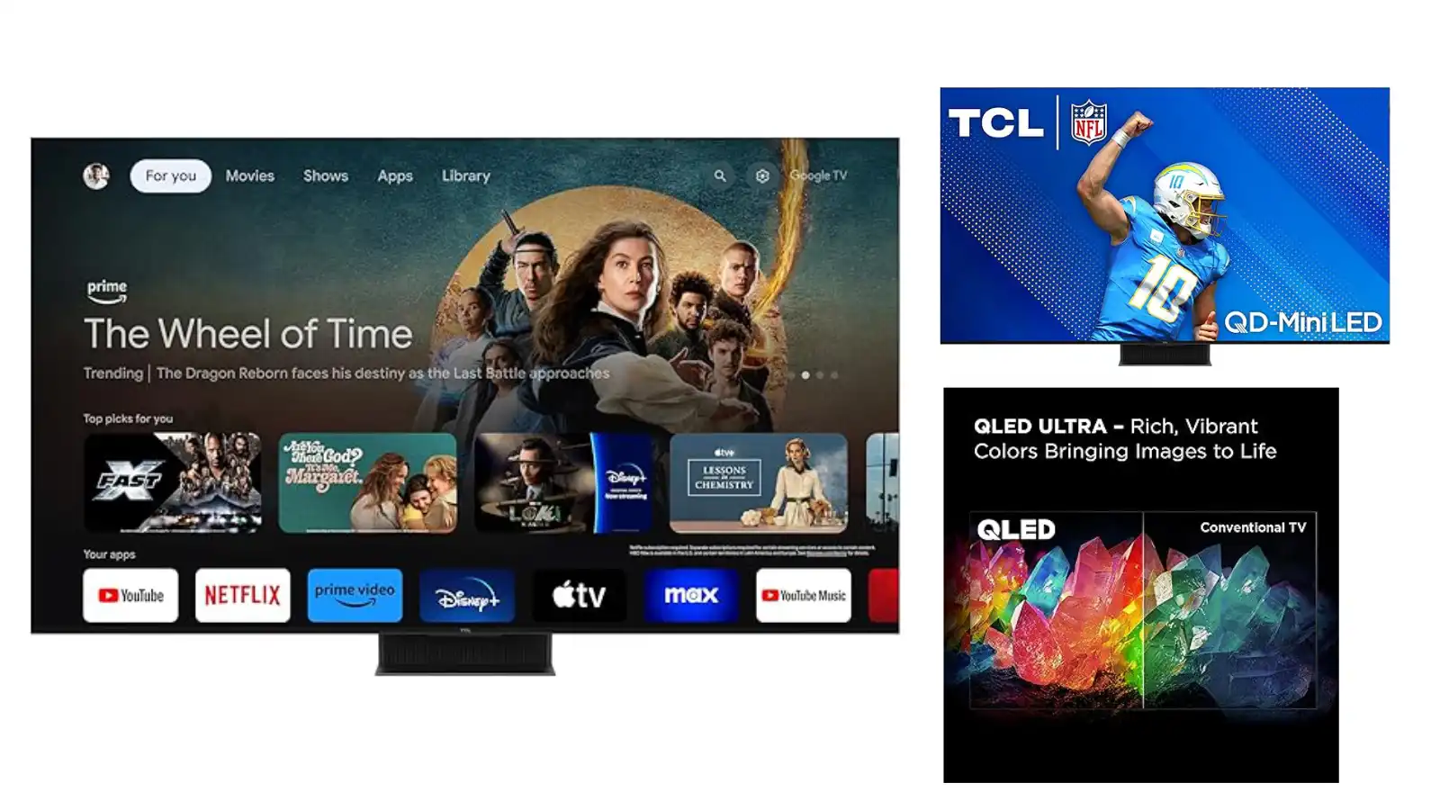 TCL 65-Inch QM7 QLED 4K QD-Mini LED Smart TV