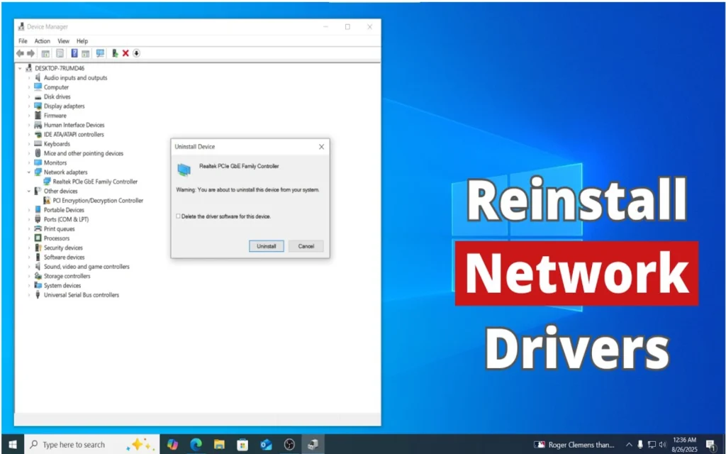 Windows 11 Device Manager showing network adapters section with WiFi adapter properties for driver update