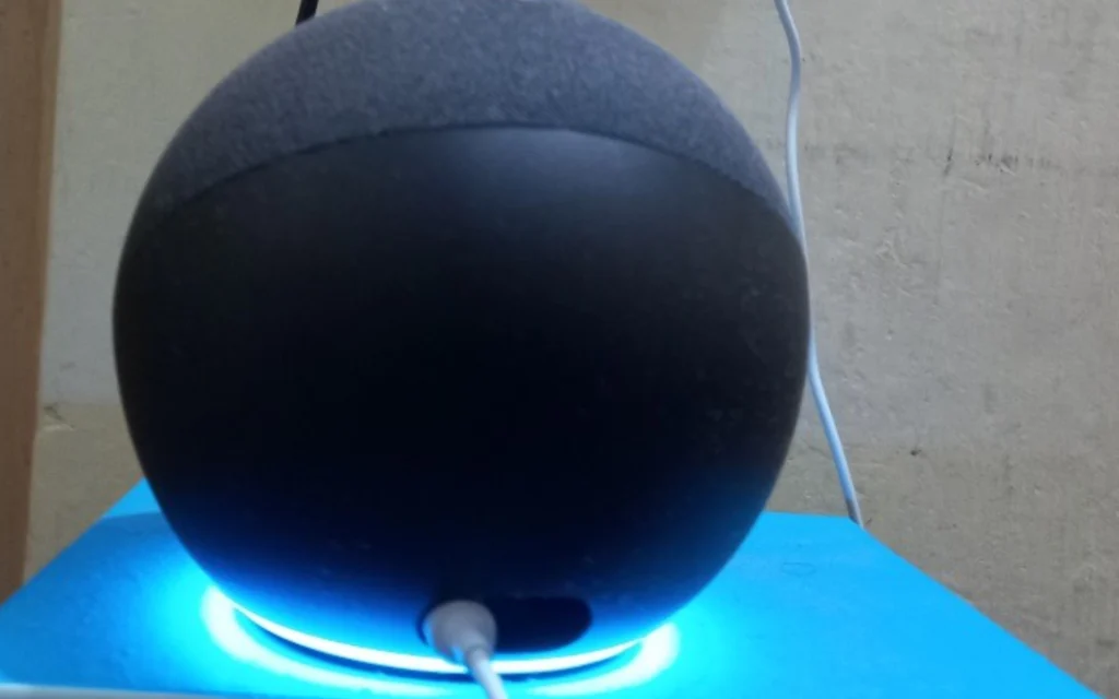 Amazon Echo Dot showing spinning blue light ring during startup