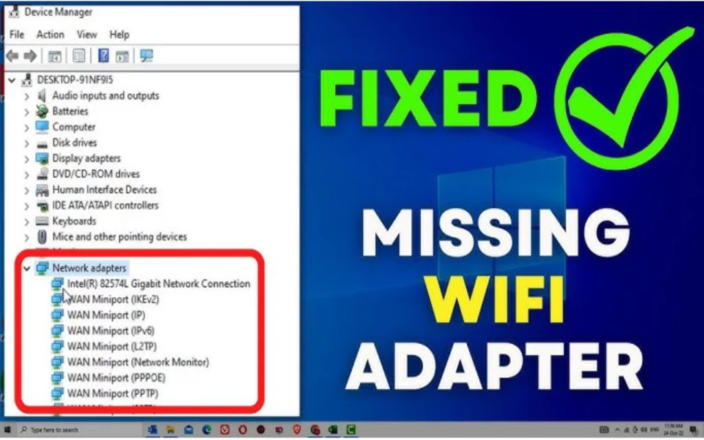 Windows 11 Device Manager showing network adapters section with WiFi adapter properties for driver update
